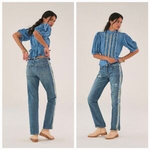 Blue Straight Leg Jeans with Vintage Appeal